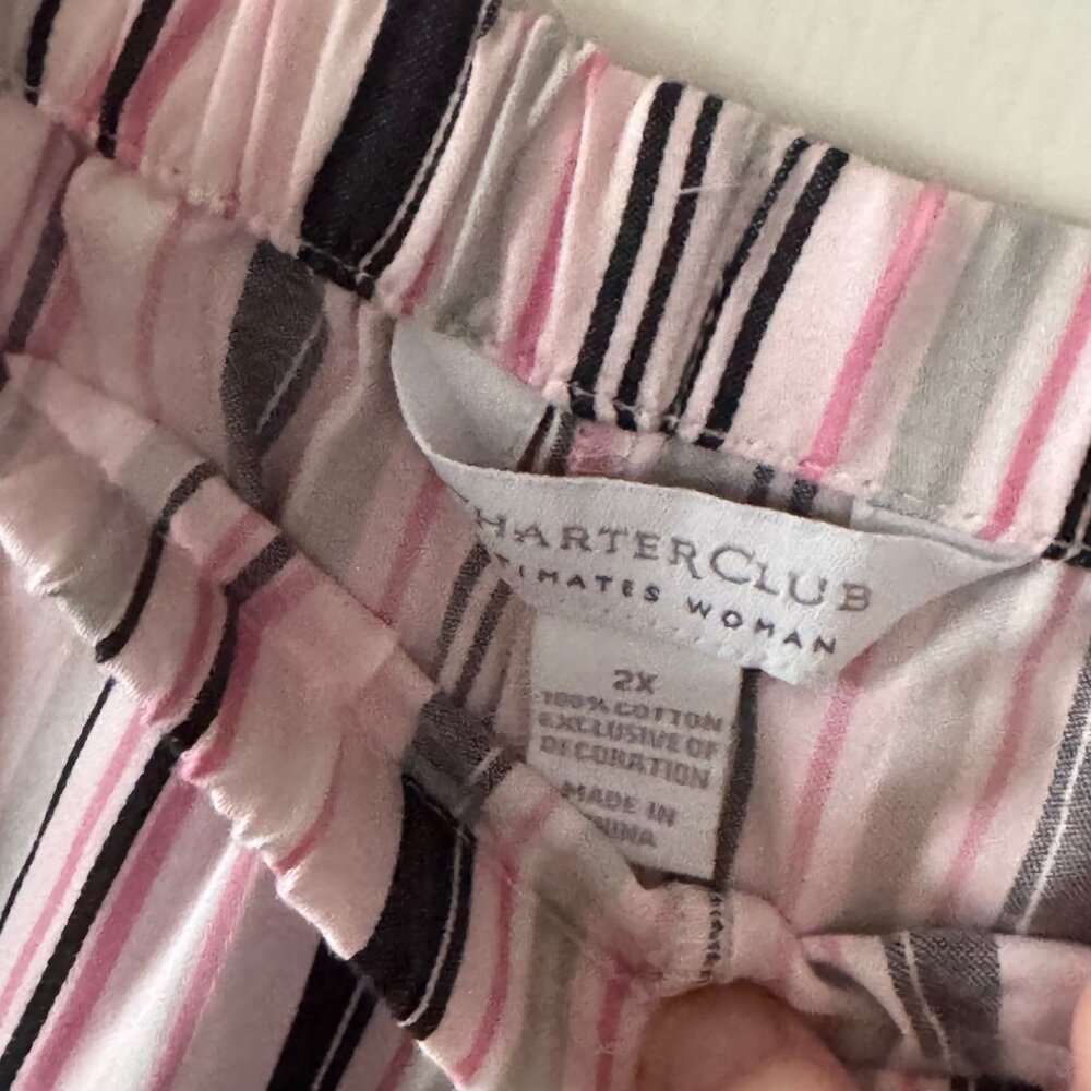Charter Club Womens Intimates Sleepwear Black Top Pink Black Striped Pants 2X - Picture 14 of 15